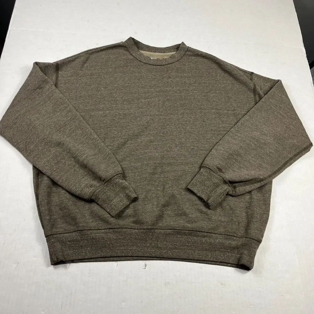 Goodlife Brown French Terry Crewneck Sweatshirt Relaxed Casual Pullover USA M